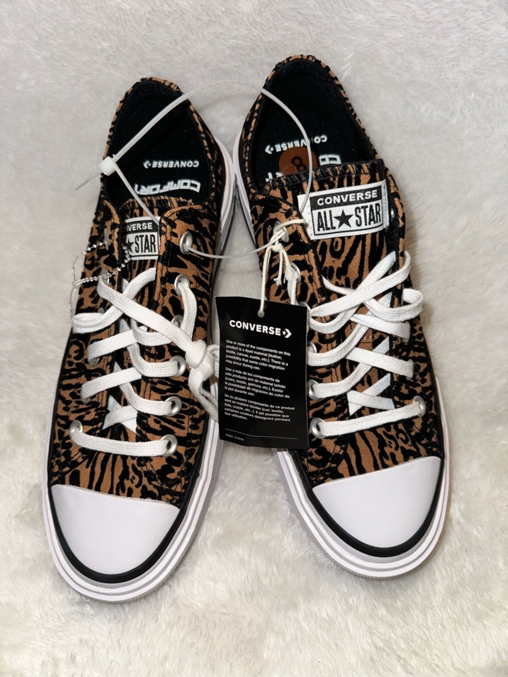 Converse All Star Low Top Platform Sneakers in Black and Brown Tiger Print